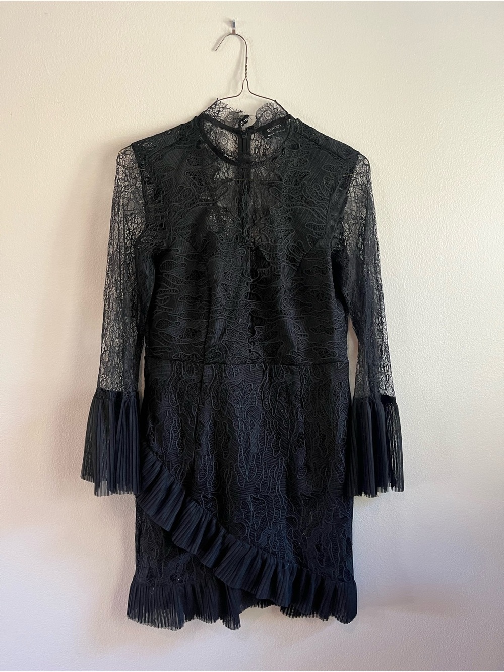 Bardot Black Lace Ruffle Mini Dress Size US 10 AUS 14